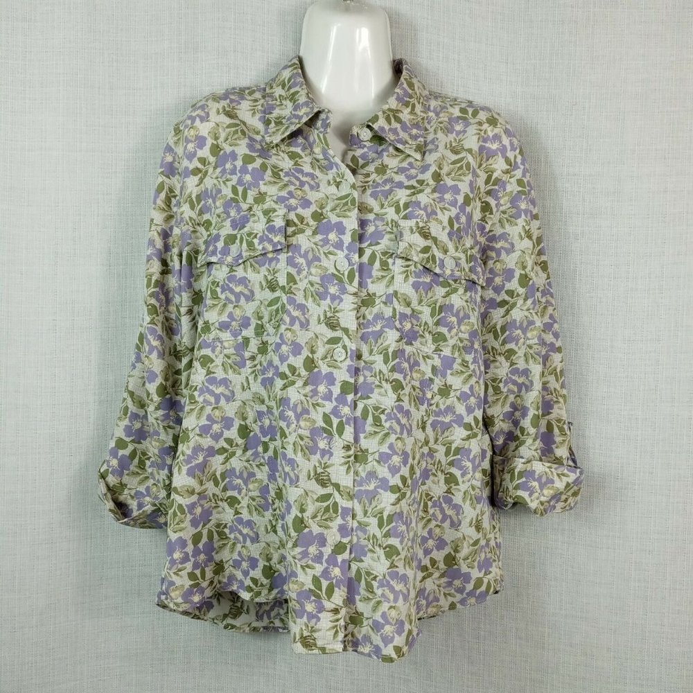 Christopher & Banks Floral Button Up Shirt Size Small